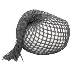 Hand-knotted Pouf - TRAP Black Big