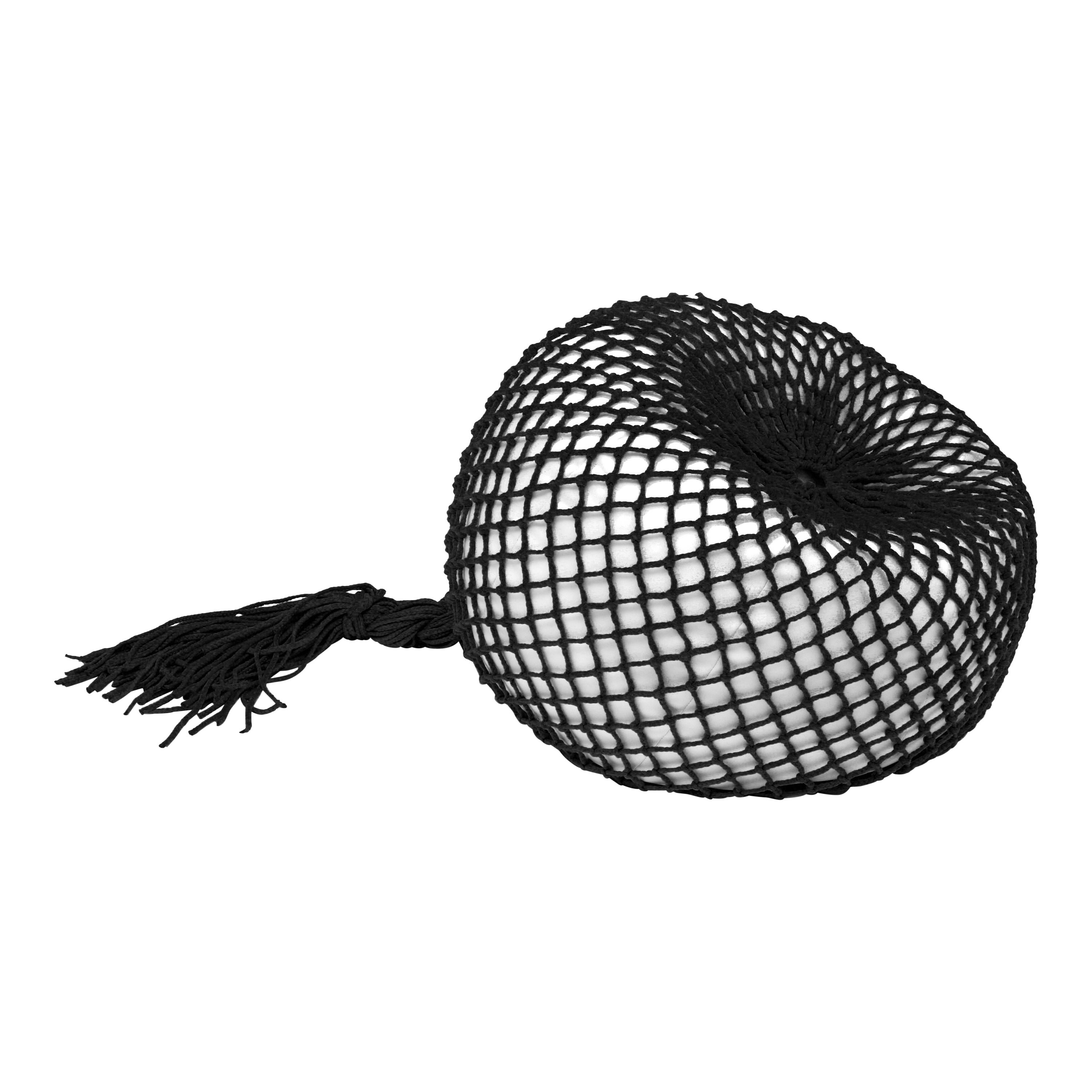 Hand-knotted Pouf - TRAP Black Big For Sale