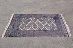 Hand-Knotted Punjabi Bokhara Rug in gray-light violet colour, Pakistan 1940s