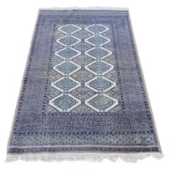 Hand-Knotted Punjabi Bokhara Rug in gray-light violet colour, Pakistan 1940s