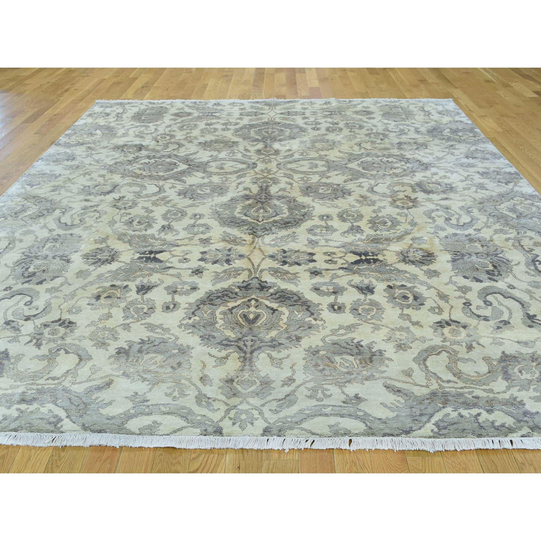 This is a truly genuine one-of-a-kind hand knotted pure silk Agra design Oriental rug. It has been knotted for months and months in the centuries-old Persian weaving craftsmanship techniques by expert artisans. Measures: 8'0