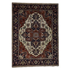 Hand Knotted Pure Wool Indo Heriz Design Oriental Rug