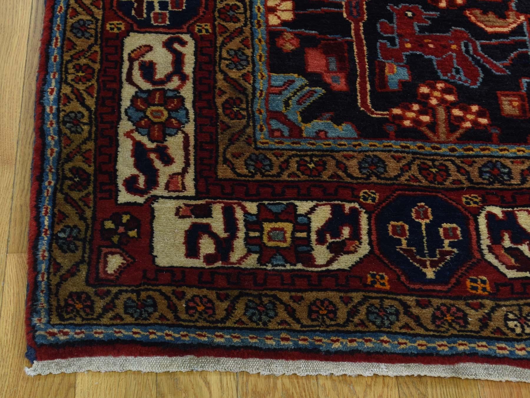 Hand Knotted Pure Wool Persian Nahavanad Wide Runner Rug In Good Condition In Carlstadt, NJ