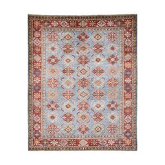 Hand Knotted Pure Wool Super Kazak with Tribal Design Rug