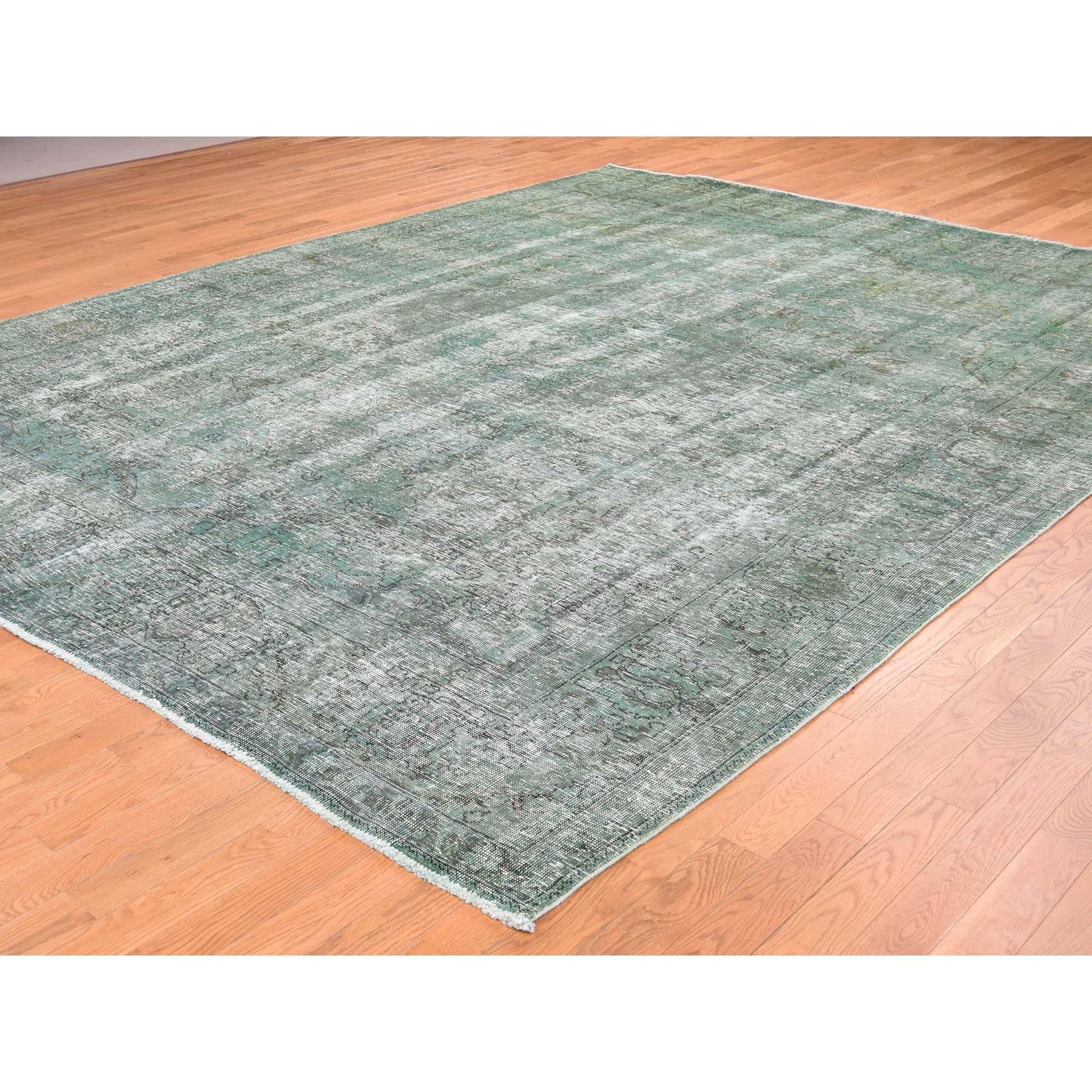 Hand-Knotted Hand Knotted Pure Wool Vintage Overdyed Persian Tabriz Rug