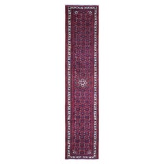 Alfombra de Lana Natural Persa Vintage Hamadan Hussainabad Roja Anudada a Mano