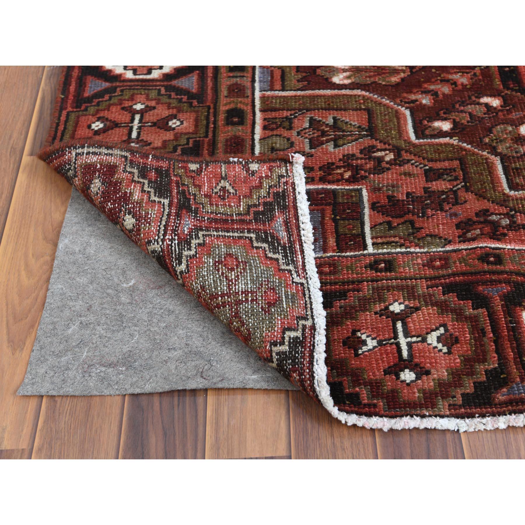 Hand-Knotted Hand Knotted Red Vintage Persian Heriz Clean Oriental Rug