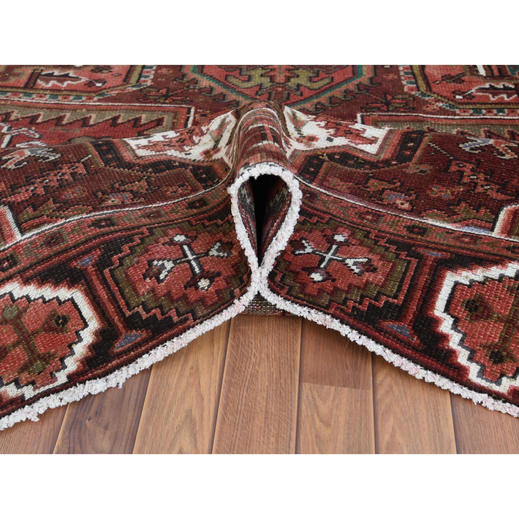 Hand Knotted Red Vintage Persian Heriz Clean Oriental Rug In Good Condition In Carlstadt, NJ