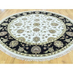 Hand Knotted Round Rajasthan Half Wool and Half Silk Oriental Rug