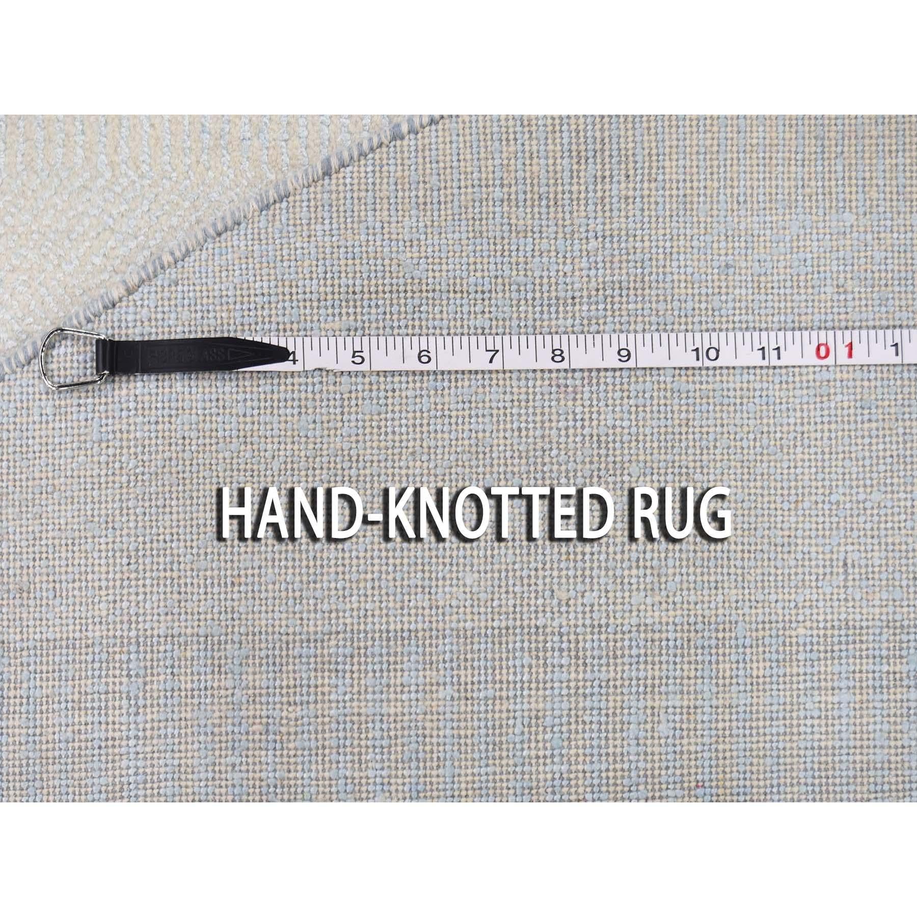 Hand Knotted Round Wool and Silk Grass Design Oriental Rug 5