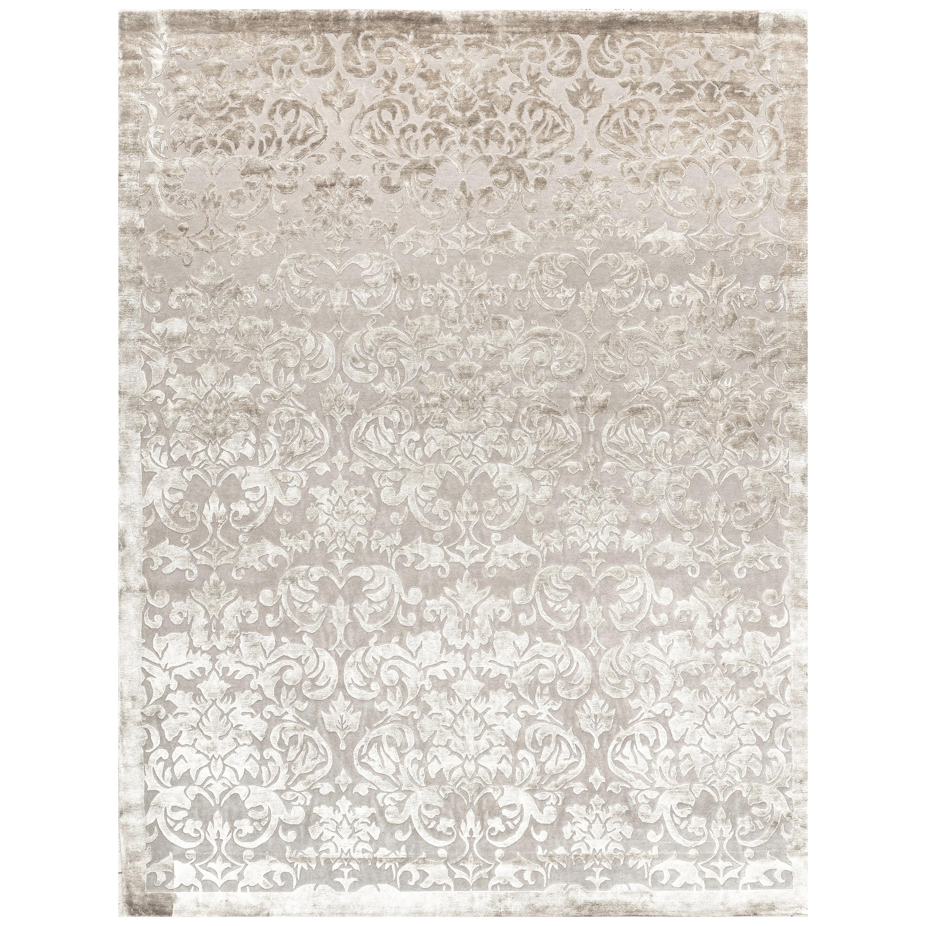 21st Century Carpet Rug Aramis in Himalayan Wool and Silk Gray For Sale