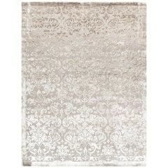 tapis du 21e siècle Aramis en laine et soie de l'Himalaya - Gris