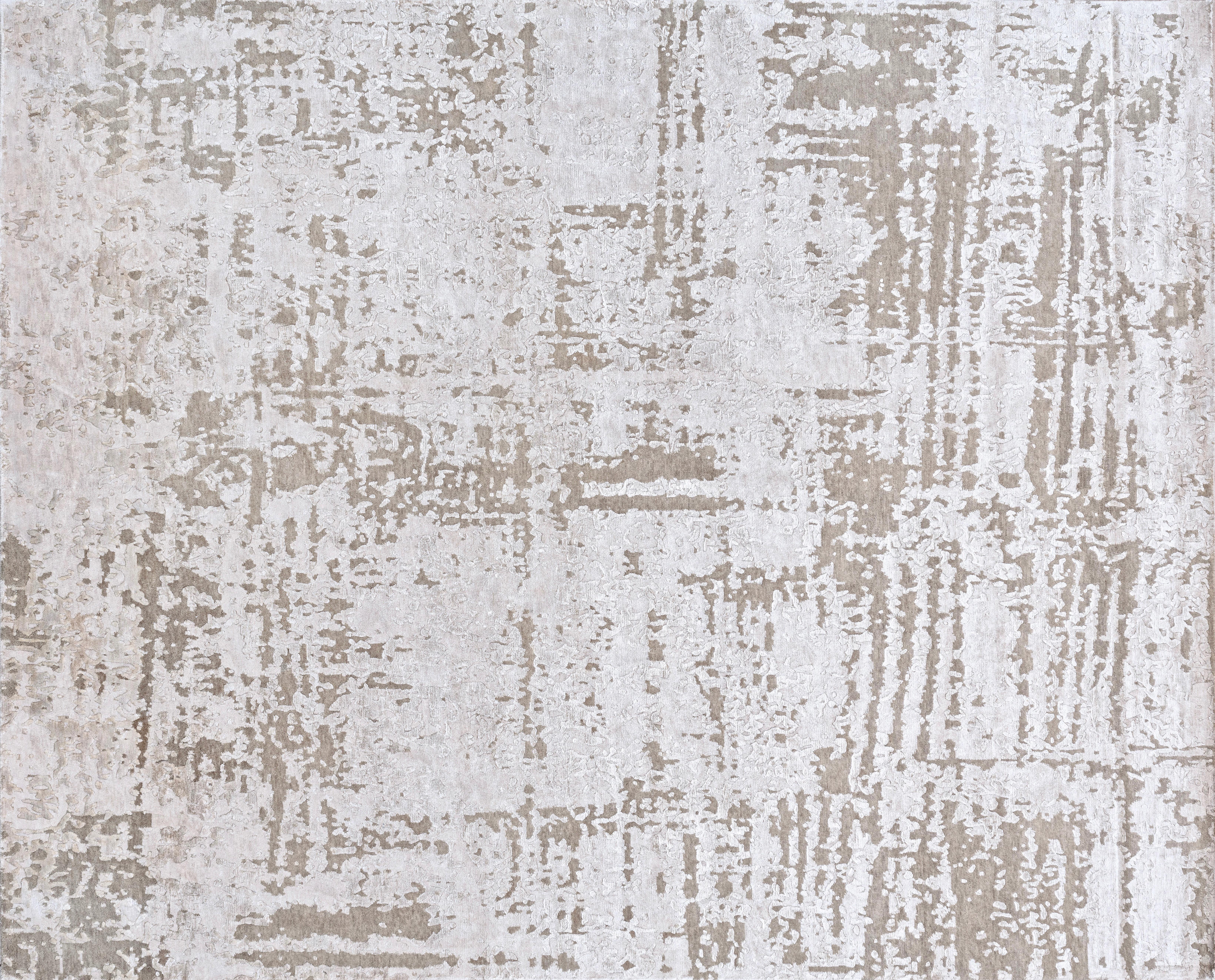 21st Century Carpet Rug Concrete in Himalayan Wool and Silk Beige, Ivory In New Condition In Milan, IT