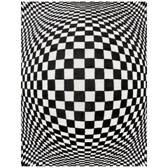 21st Century Carpet Rug Convex aus Himalaya-Wolle und Seide Weiß:: Schwarz