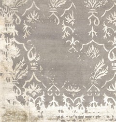 21st Century Carpet Rug Damask V1 in Himalayan Wool and Silk Gray