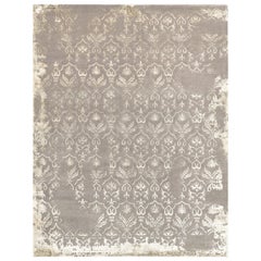 21st Century Carpet Rug Damask V1 in Himalayan Wool and Silk Gray