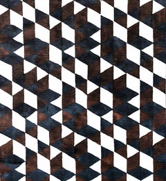 21st Century Carpet Rug Dexter in Himalayan Wool and Silk Brown, Blue, White