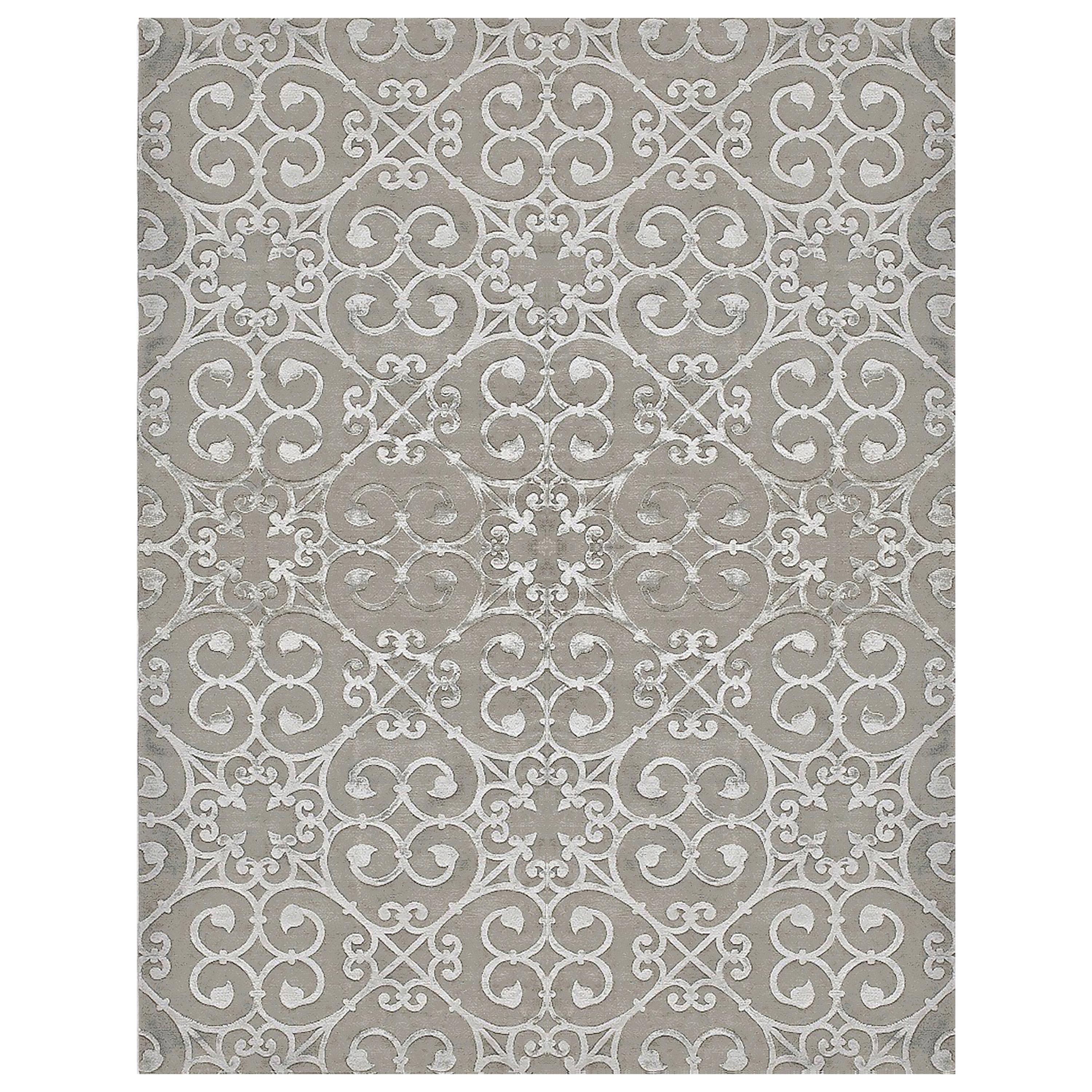 21st Century Carpet Rug Ducale in Himalayan Wool and Silk Gray For Sale