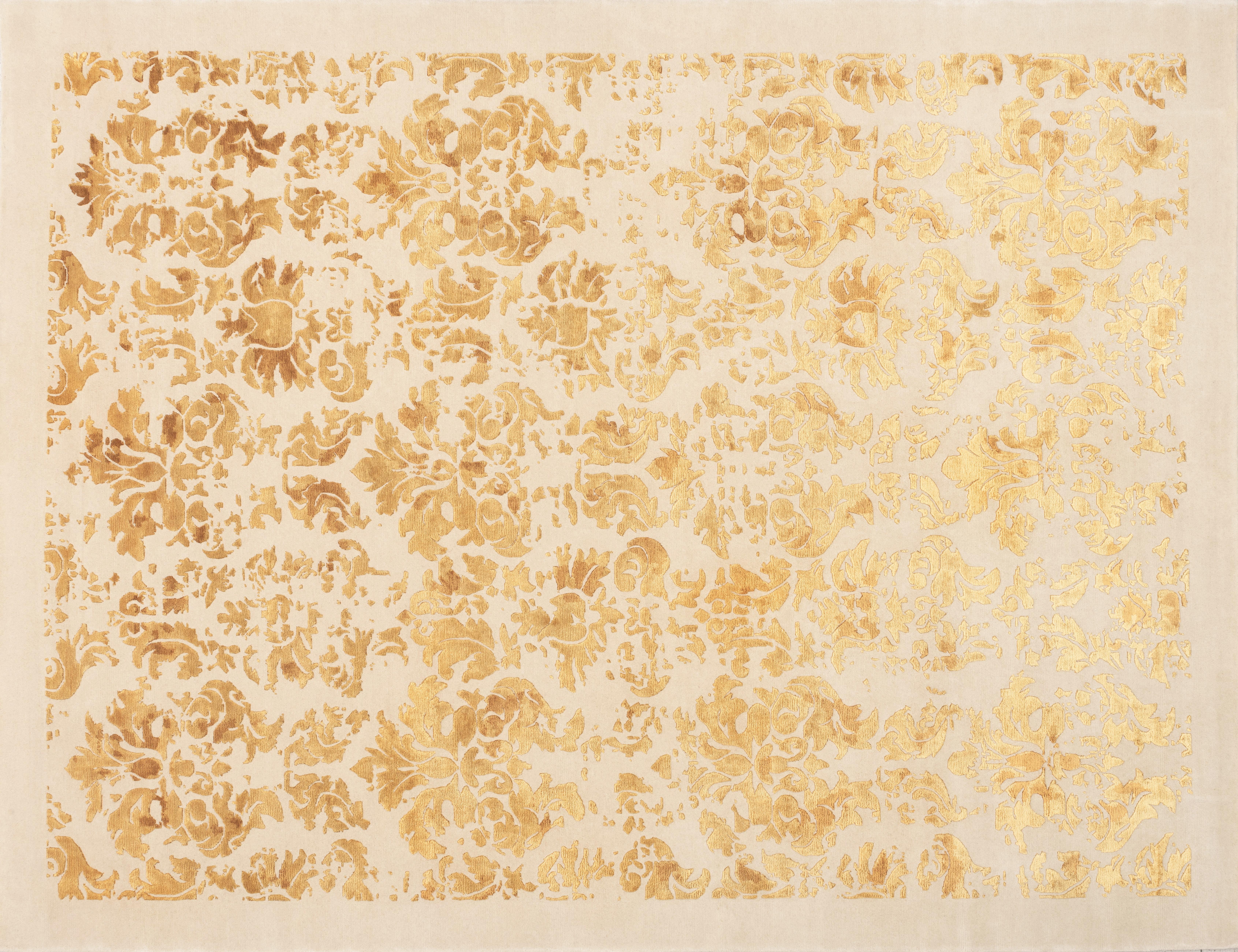 21st Century Carpet Rug Dumas in Himalayan Wool and Silk Beige, Ivory, Goldish In New Condition For Sale In Milan, IT