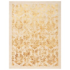 21st Century Carpet Rug Dumas in Himalayan Wool and Silk Beige, Ivory, Goldish