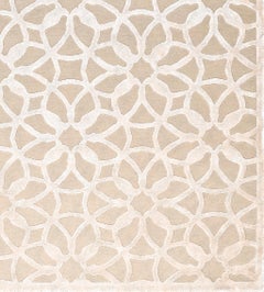 Tapis Elite noué à la main en laine de l'Himalaya et soie beige