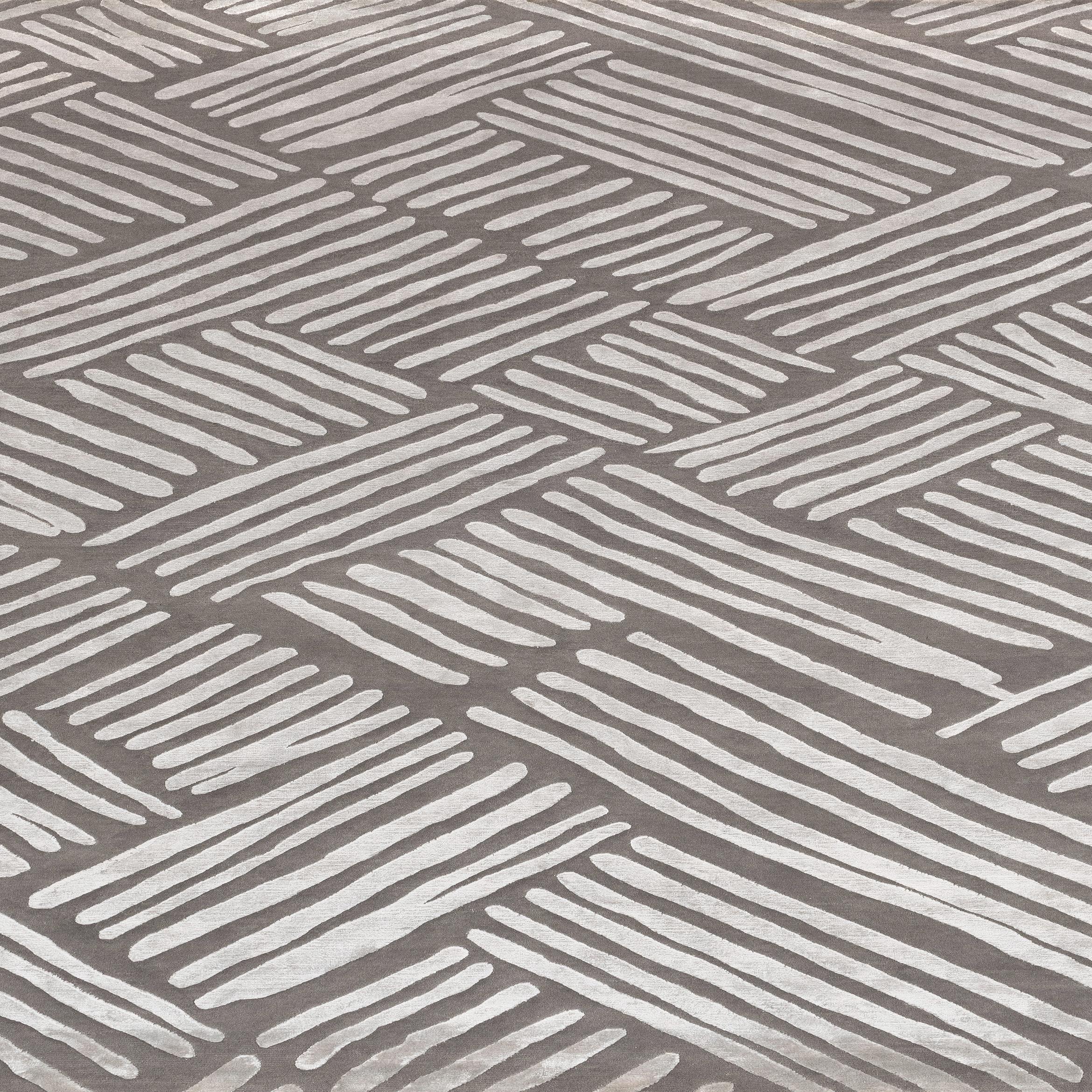 21st Century Carpet Rug Flair aus Himalaya-Wolle und Seide Grau (Nepalesisch) im Angebot