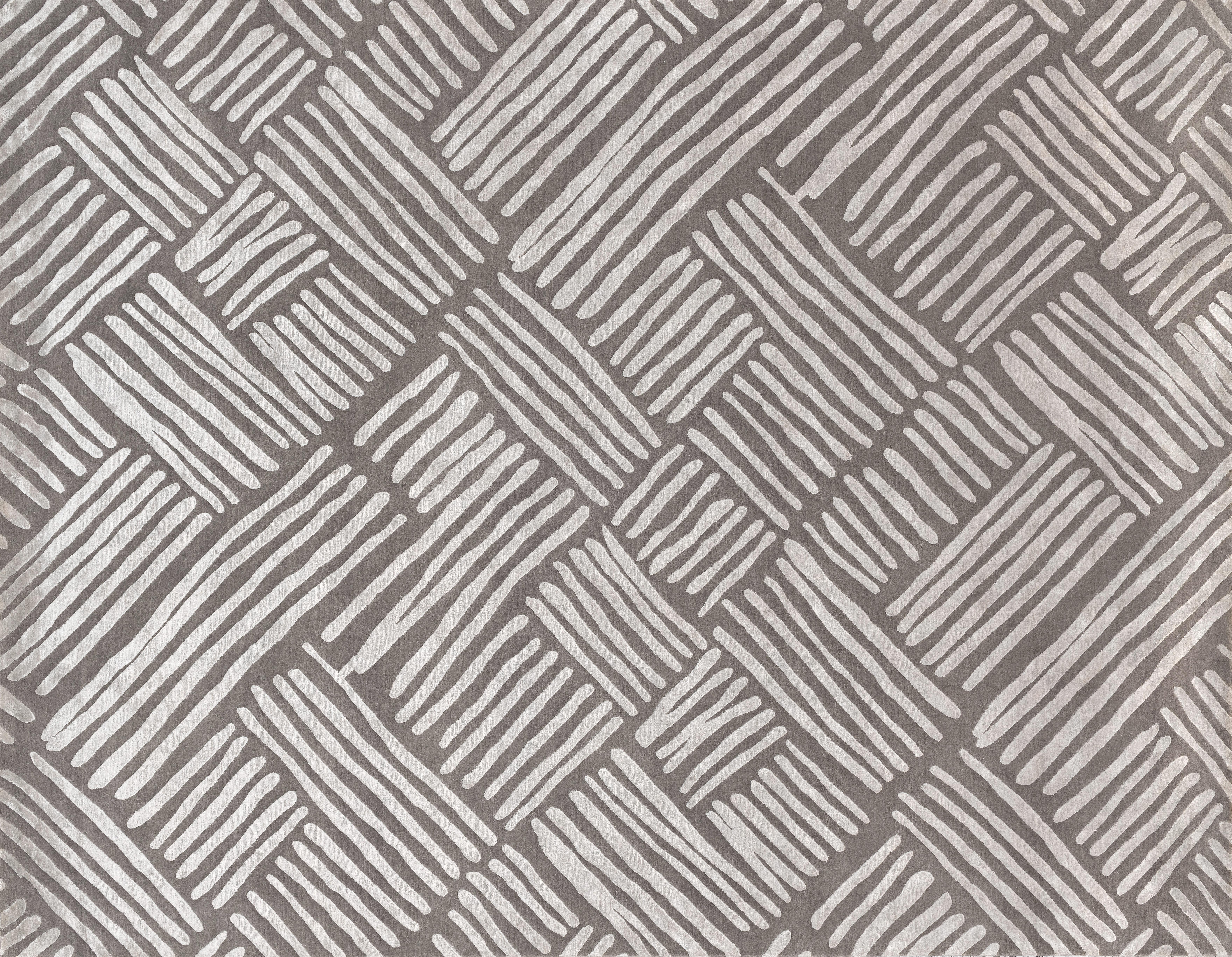 21st Century Carpet Rug Flair aus Himalaya-Wolle und Seide Grau im Zustand „Neu“ im Angebot in Milan, IT