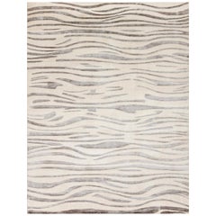 21st Century Carpet Rug Flames aus Himalaya-Wolle und Seide Brown, Beige