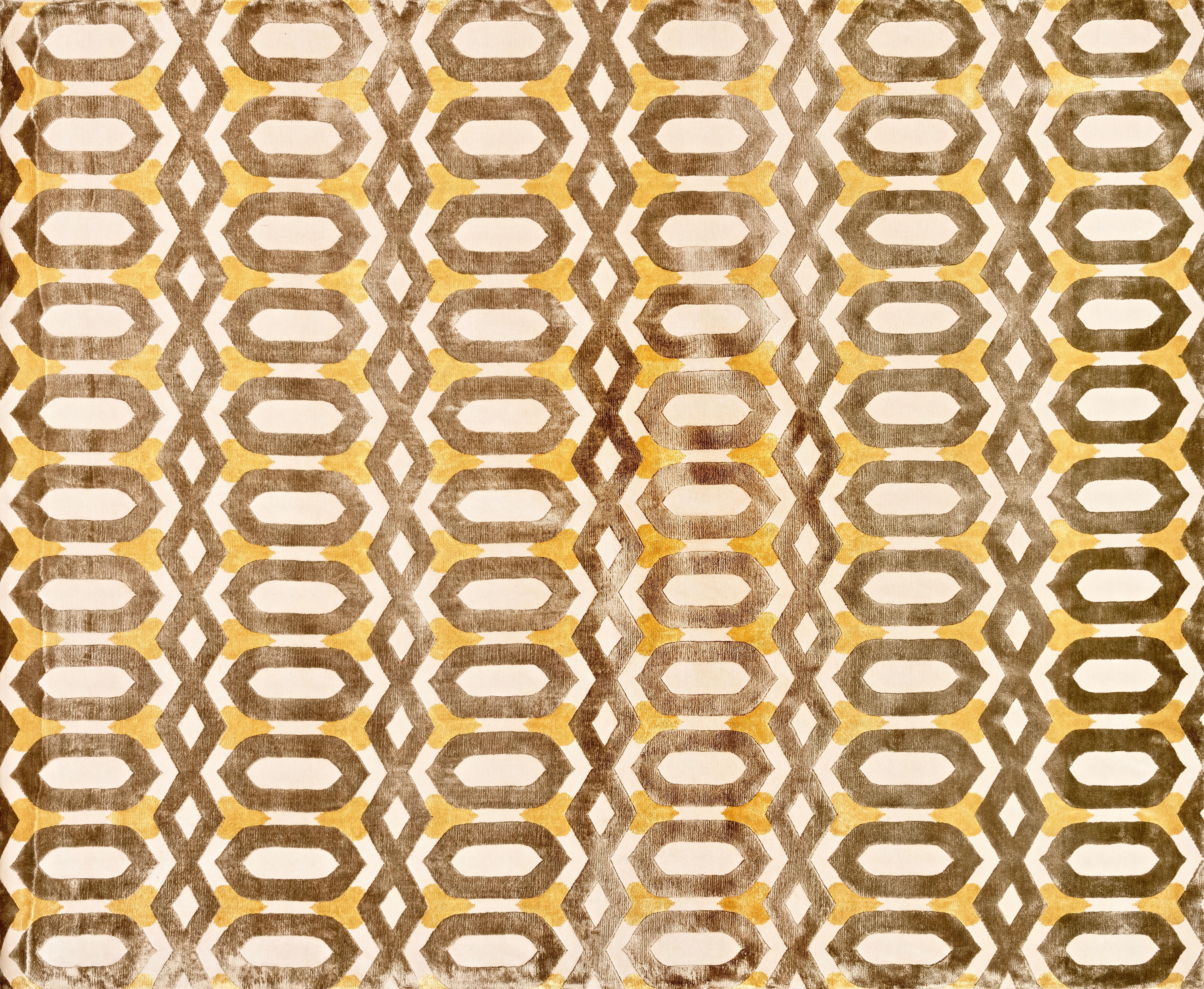 21st Century Carpet Rug Habana in Himalayan Wool and Silk Brown, Beige, Yellow In New Condition For Sale In Milan, IT