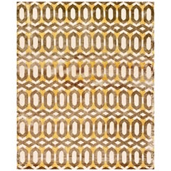 21st Century Carpet Rug Habana in Himalayan Wool and Silk Brown, Beige, Yellow