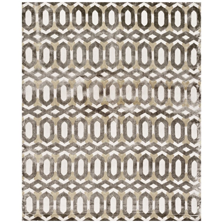 21st Century Carpet Rug Habana in Himalayan Wool and Silk Gray, Beige,  Ivory For Sale at 1stDibs | contemporary area rugs wool