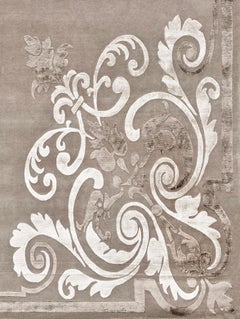 Alfombra del Siglo XXI Hermes de lana del Himalaya y seda Beige, Gris, Greige