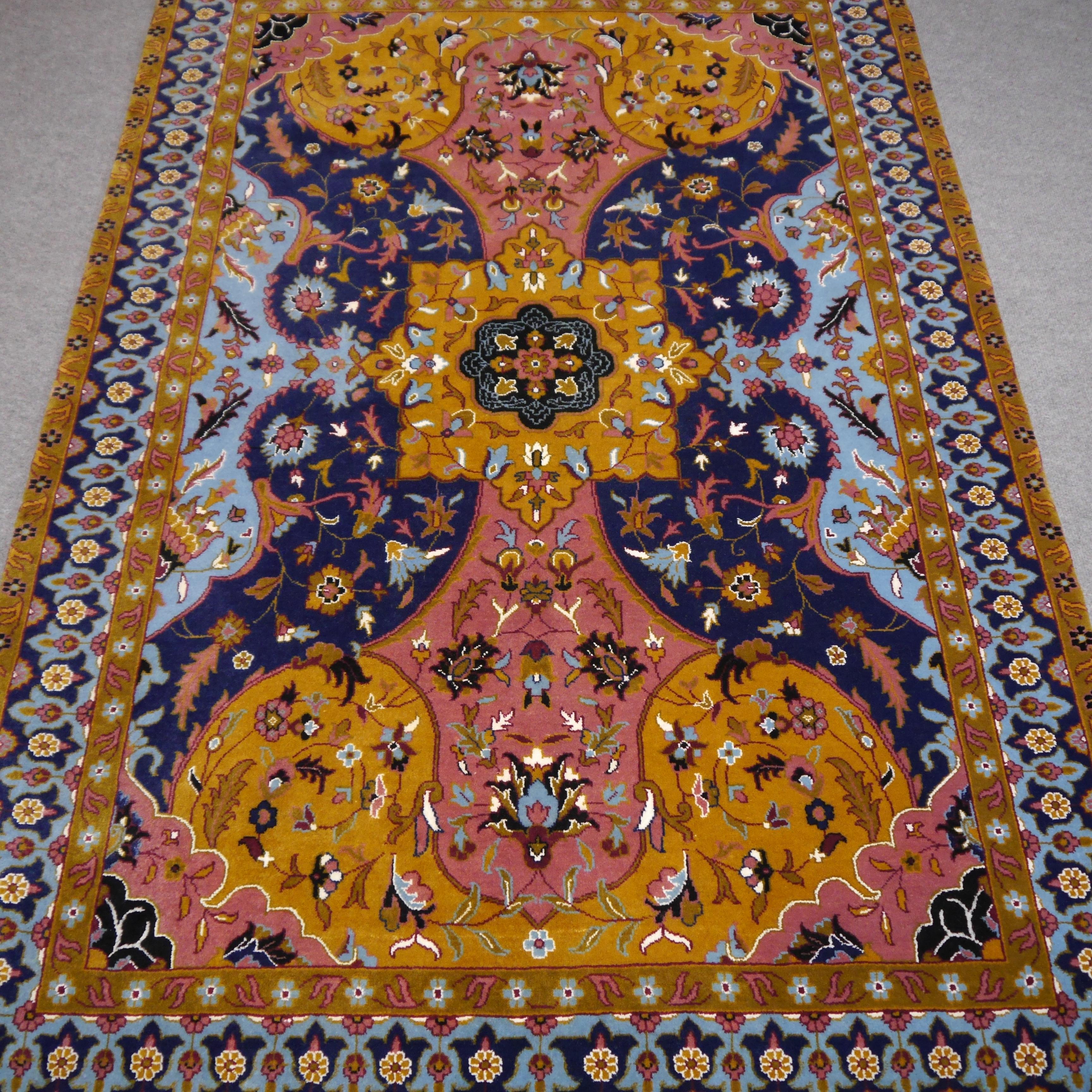 Hand-Knotted Rug in Petag Tabriz antique design For Sale 4