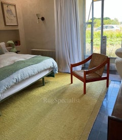 Hand-knotted Rug in Solid Yellow Color. 100% Wool. Contemporary Handmade Carpet