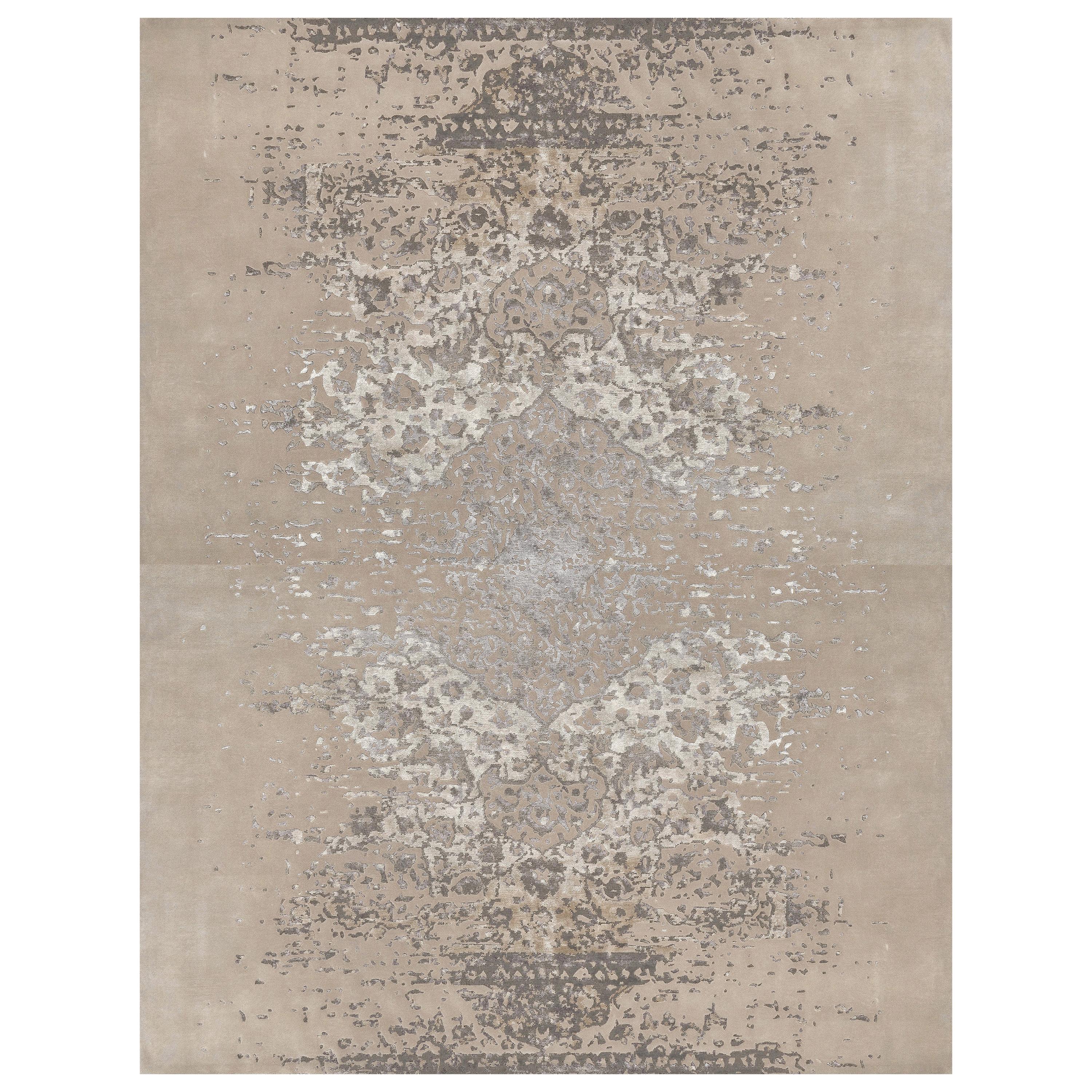 21st Century Carpet Rug Jasmine in Himalayan Wool and Silk Gray