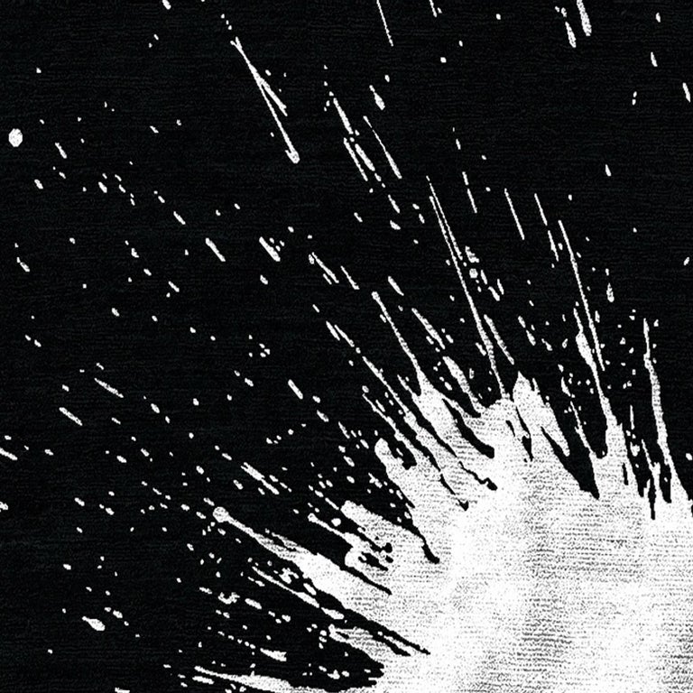 21st Century Carpet Rug Kaboom in Himalayan Wool and Silk Black, Gray