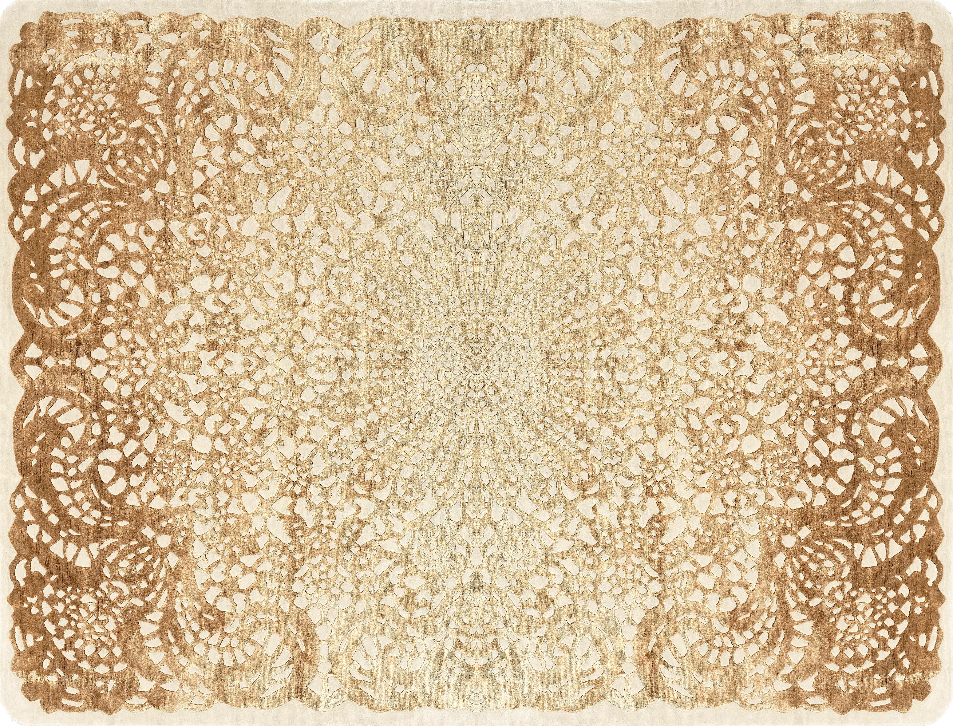 21st Century Carpet Rug Lacy in Himalayan Wool and Silk Beige, Brown, Ivory In New Condition For Sale In Milan, IT