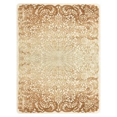 21st Century Carpet Rug Lacy in Himalayan Wool and Silk Beige, Brown, Ivory