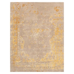 tapis du 21e siècle Tapis Layla en laine et soie de l'Himalaya Beige:: Gold