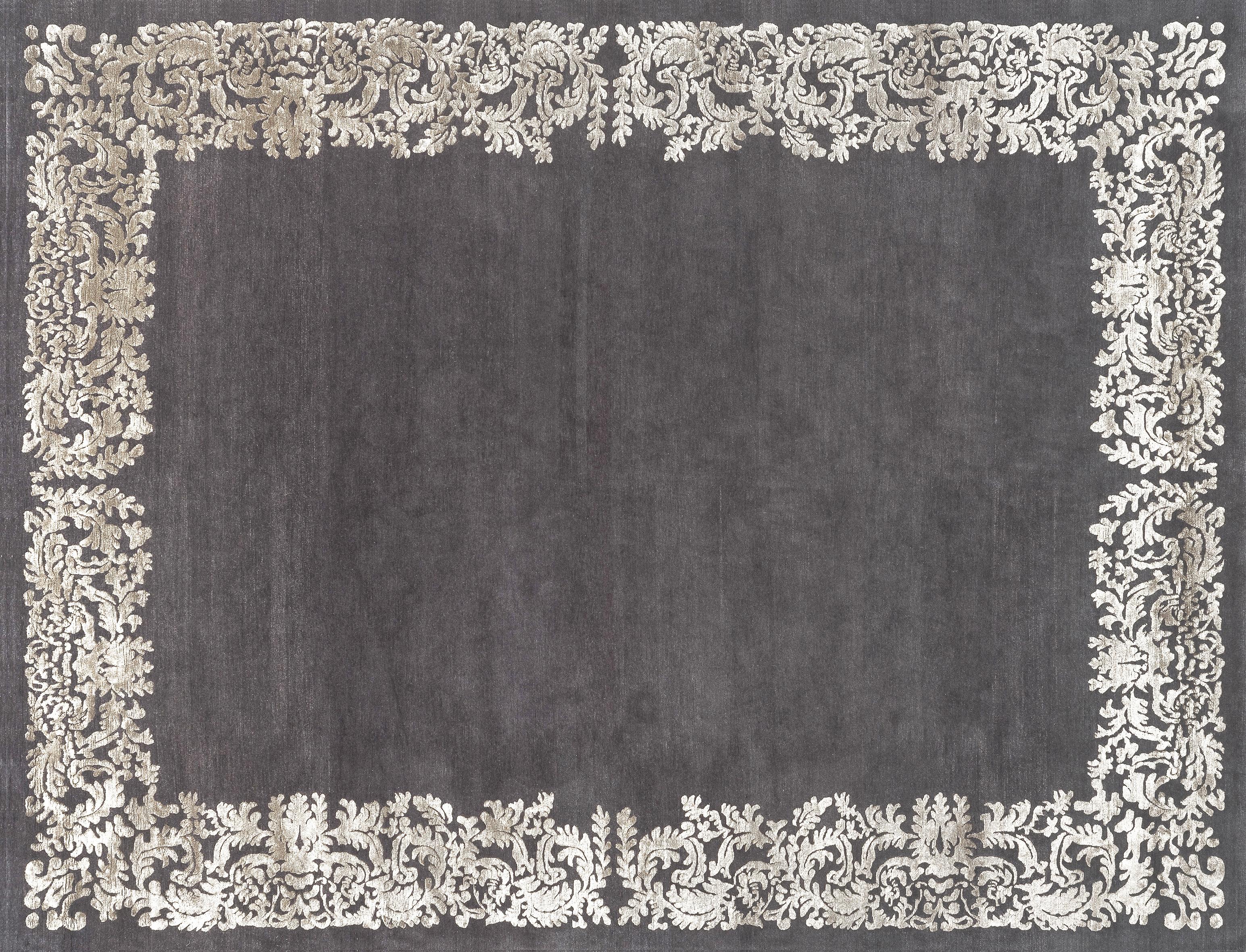 21st Century Carpet Rug Louis aus Himalaya-Wolle und Seide Grau (Handgeknüpft) im Angebot