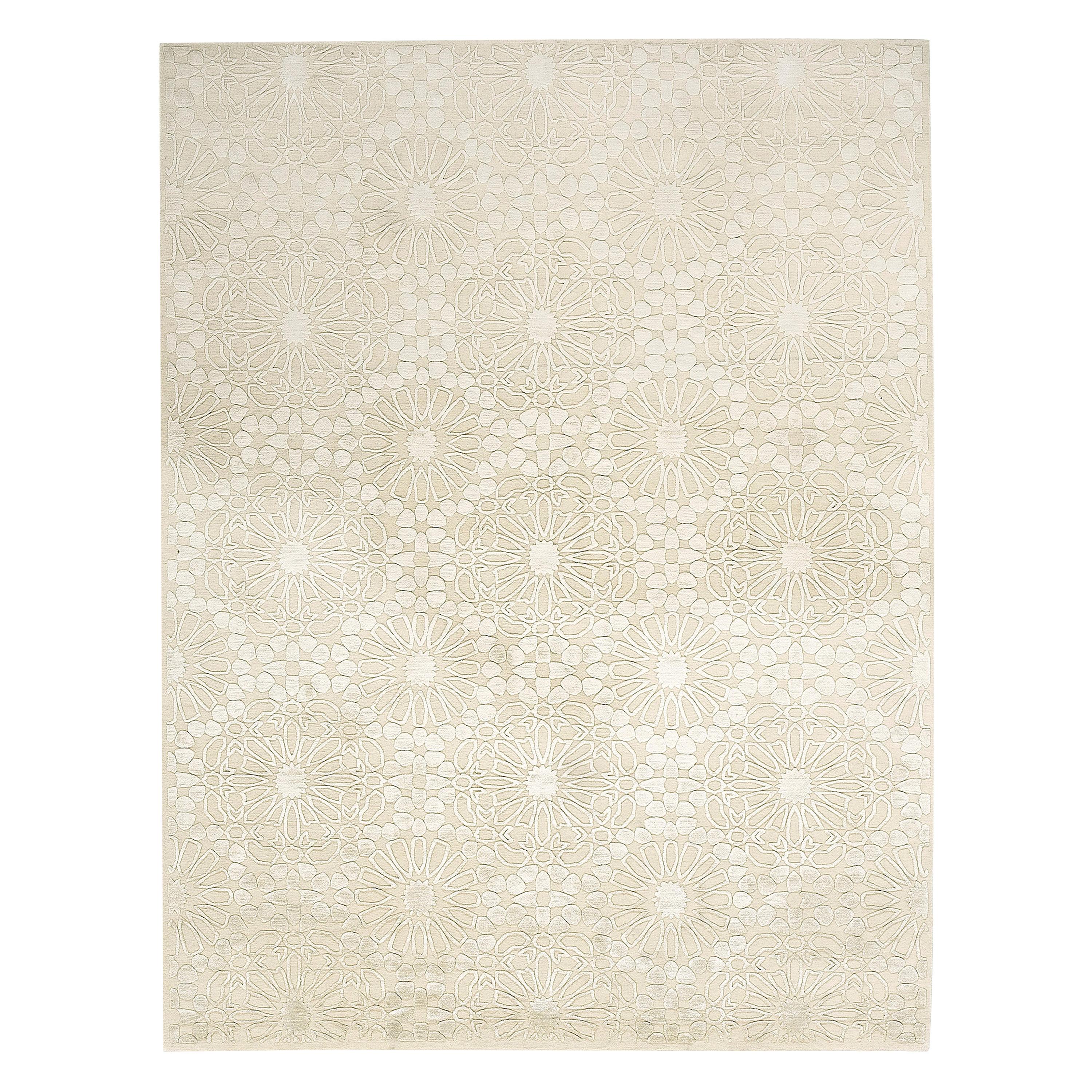 21st Century Carpet Rug Marrakesh in Himalayan Wool and Silk White, Ivory