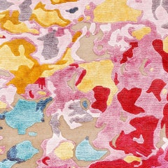 21st Century Carpet Rug Ocean in Himalayan Wool and Silk, Beige, Purple