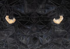 21st Century Carpet Rug Panther in Himalayan Wool and Silk Black, Yellow