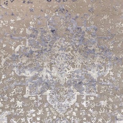 21st Century Carpet Rug Persepoli in Himalayan Wool and Silk Gray, Blue