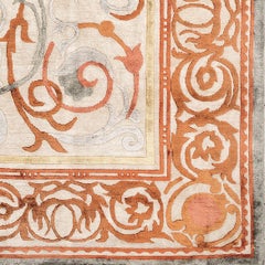 21st Century Carpet Rug Richelieu in Himalayan Wool and Silk Gray, Terracotta