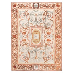21st Century Carpet Rug Richelieu in Himalayan Wool and Silk Gray, Terracotta