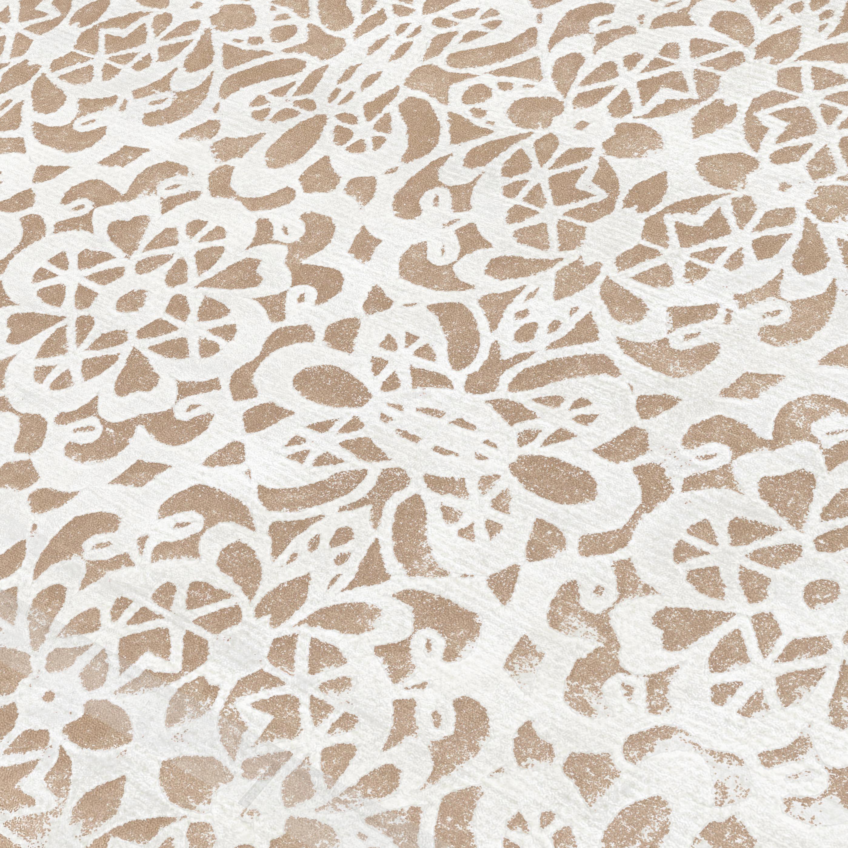 Hand-Knotted 21st Century Carpet Rug Romance in Himalayan Wool and Silk Beige, White For Sale