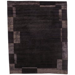 21st Century Carpet Rug Rossini in Himalayan Wool and Silk Black, Brown