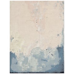 Tappeto del 21° secolo Sahara in lana e seta himalayana Beige, blu, bianco