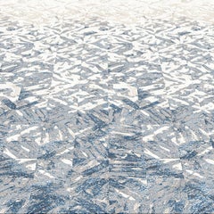 21st Century Carpet Rug Shibori by J&V in Himalayan Wool and Silk White, Blue